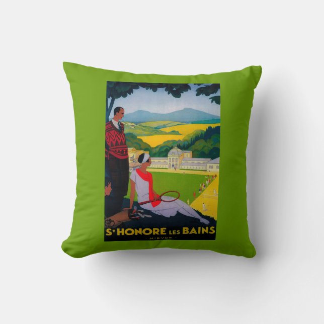 Honore Les Bains Vintage PosterEurope Cushion (Front)