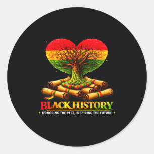 Honoring past inspiring future black history month classic round sticker
