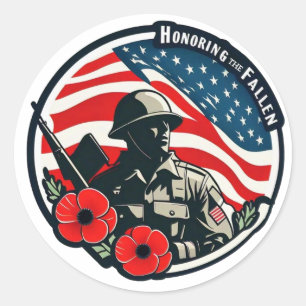 Honoring the Fallen on Memorial  Day Classic Round Sticker