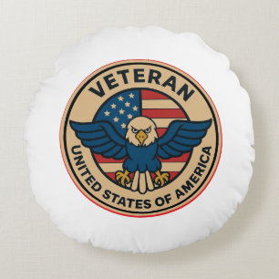 Honoring Veterans with American Flag Round Cushion