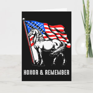 Honour &amp; remember patriotic horse american fla card