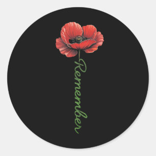 Honour And Remember Poppy Flower Language Crew Sum Classic Round Sticker
