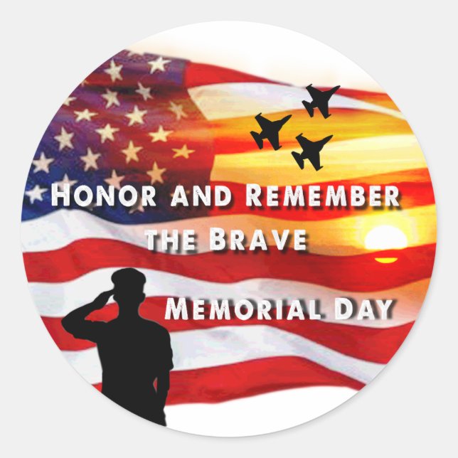 Honour and Remember the Brave Classic Round Sticke Sticker (Front)