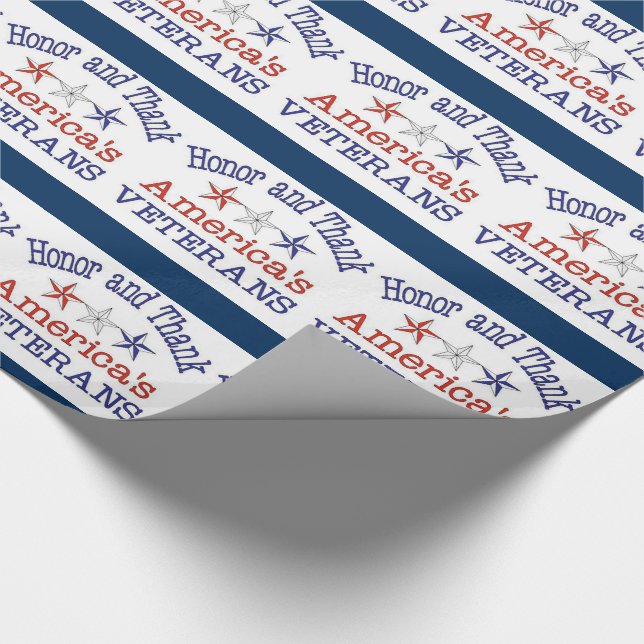 Honour and Thank American Veterans  Wrapping Paper (Corner)