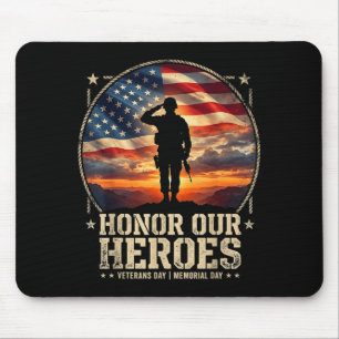 Honour Heroes Patriotic American Flag Memorial Day Mouse Pad