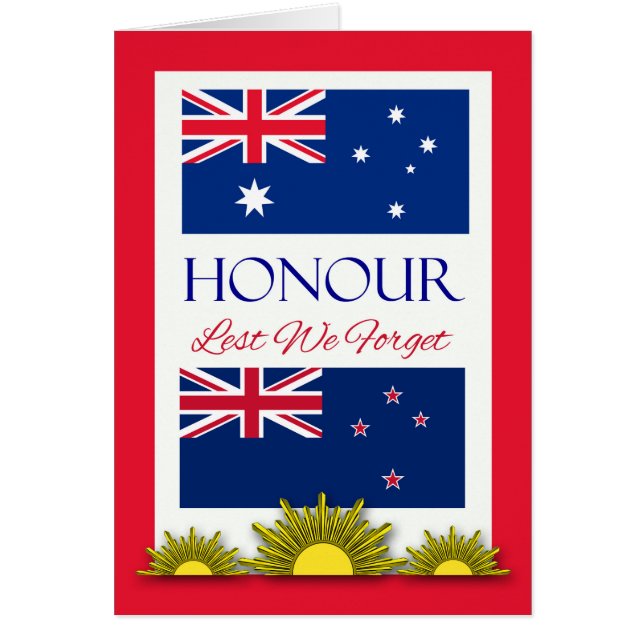Honour, Lest We Forget, Australian New Zealand (Front)
