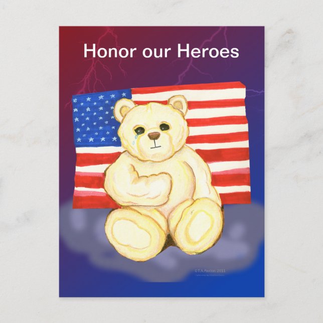 Honour our Heroes Teddy Postcard (Front)