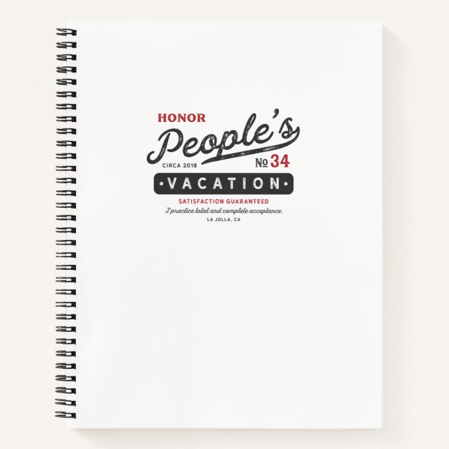 Honour People's Vacation Notebook (Front)