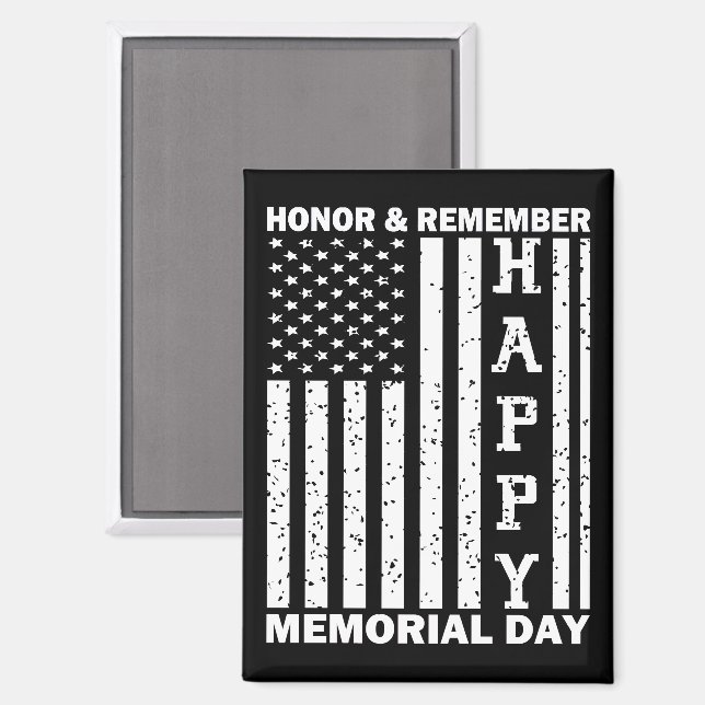 Honour Remember Happy Memorial Day Usa Flag Magnet (Front/Back)