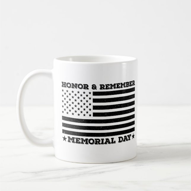 Honour Remember Memorial Day Patriotic Design Funn Coffee Mug (Left)