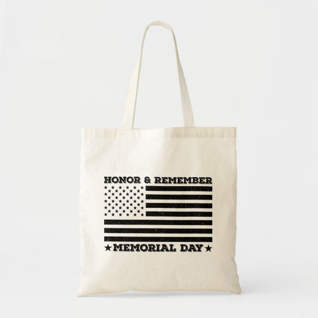 Honour Remember Memorial Day Patriotic Design Funn Tote Bag (Front)