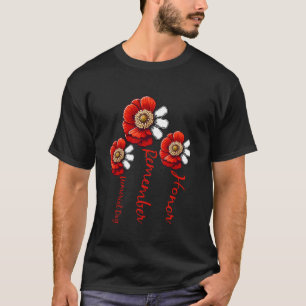 Honour Remember Memorial Day Red Poppy Veteran Mil T-Shirt