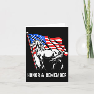 Honour Remember Patriotic Horse American Flag Card