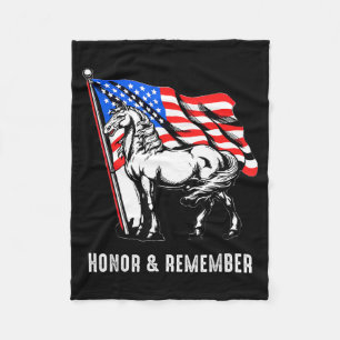 Honour Remember Patriotic Horse American Flag Fleece Blanket
