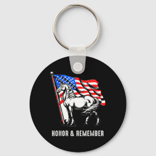 Honour Remember Patriotic Horse American Flag Key Ring