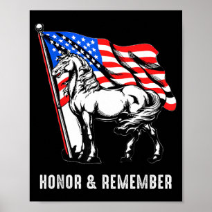 Honour Remember Patriotic Horse American Flag Poster