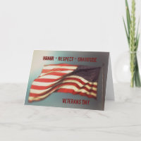 Honour Respect Gratitude - Thank You Veterans Card