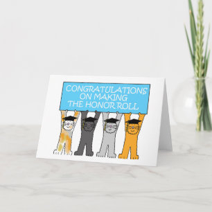 Honour Roll Congratulations, Cartoon Cats. Card