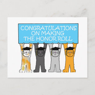 Honour Roll Congratulations Cartoon Cats Postcard