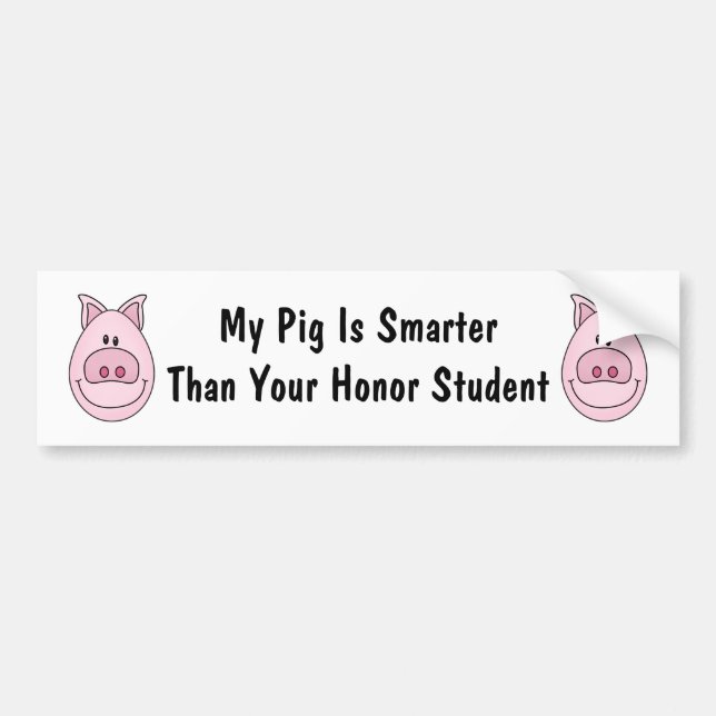 Honour Student Pig Bumper Sticker (Front)