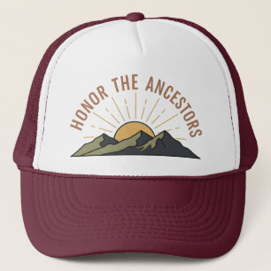 Honour the Ancestors Minimalist Mountain and Sun Trucker Hat