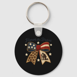 Honour The Brave Patriotic Bow American Veteran Key Ring