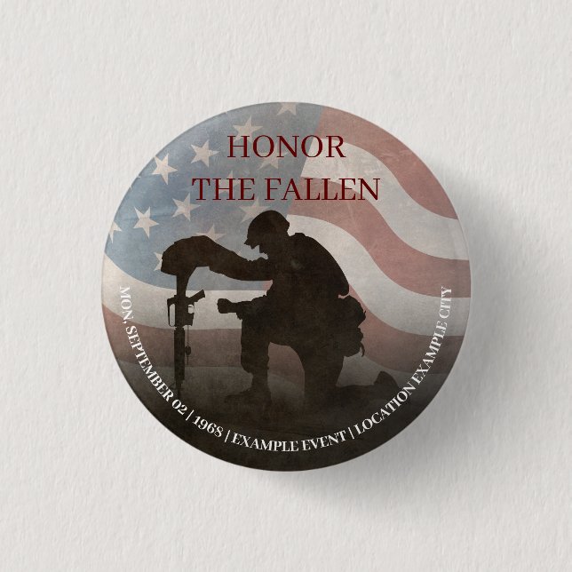 Honour The Fallen 3 Cm Round Badge (Front)