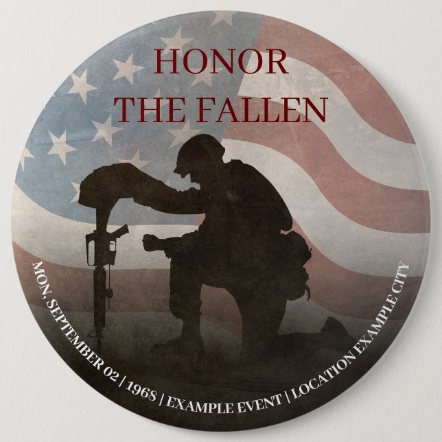 Honour The Fallen 6 Cm Round Badge (Front)