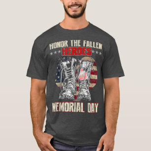 Honour The Fallen Heroes Memorial Day Vintage Flag T-Shirt