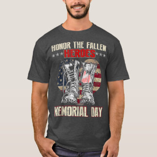 Honour The Fallen Heroes Memorial Day Vintage Flag T-Shirt