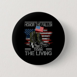 Honour The Fallen Thank The Living Aamerican Flag 6 Cm Round Badge