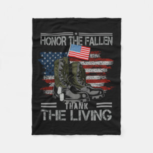 Honour The Fallen Thank The Living Aamerican Flag Fleece Blanket