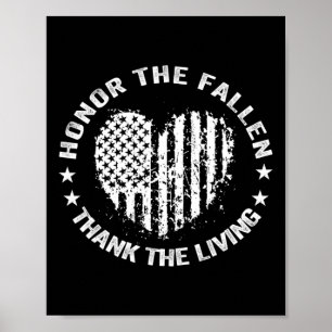 Honour The Fallen Thank The Living Heart Memorial Poster