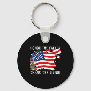 Honour The Fallen Thank The Living Memorial Day Us Key Ring
