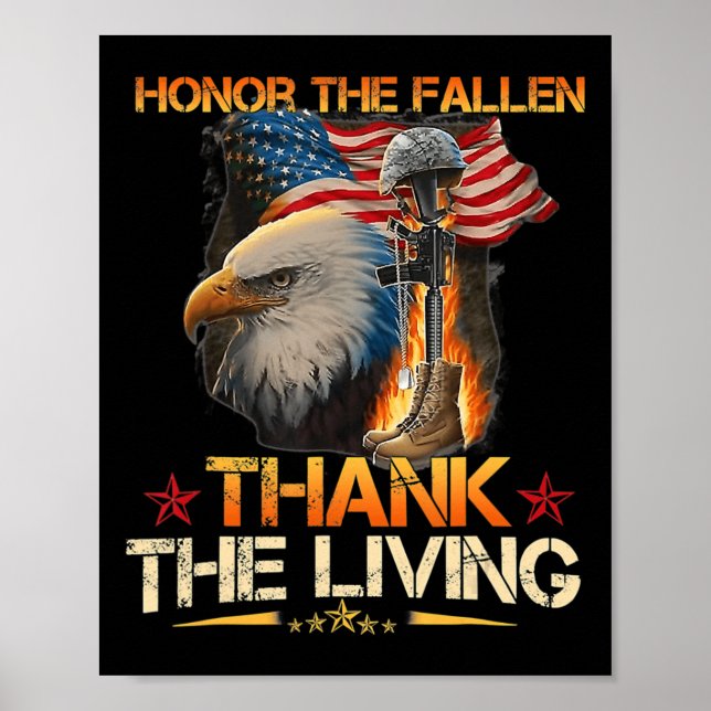 Honour The Fallen Thank The Living Memorial Day Ve Poster (Front)