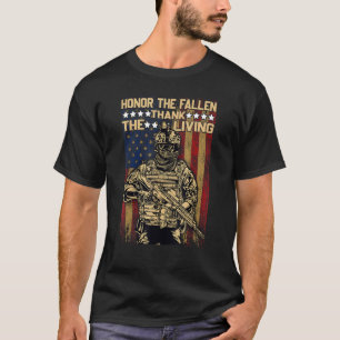 Honour The Fallen Thank The Living Memorial Day Ve T-Shirt