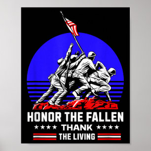 Honour The Fallen Thank The Living Military Poster