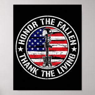 Honour The Fallen Thank The Living Patriotic Poster