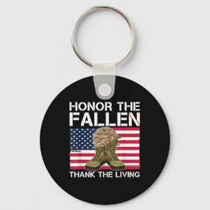 Honour The Fallen Thank The Living Us Flag Key Ring