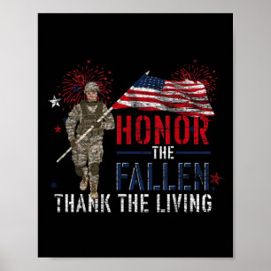 Honour The Fallen Thank The Living Us Flag Poster