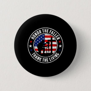 Honour The Fallen Thank The Living USA Flag 6 Cm Round Badge