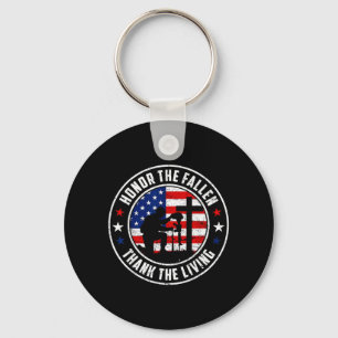 Honour The Fallen Thank The Living USA Flag Key Ring