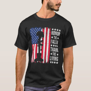 Honour The Fallen Thank The Living Usa Flag Memori T-Shirt