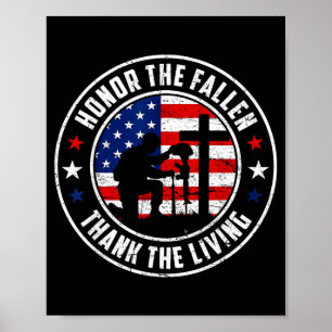 Honour The Fallen Thank The Living USA Flag Poster