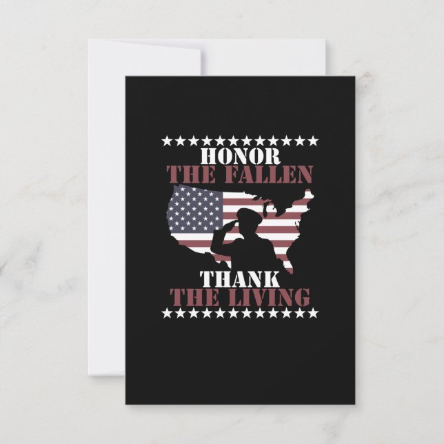 Honour The Fallen Thank The Living Veterans Day RSVP Card (Front)