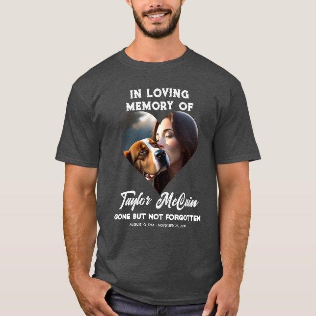 Honour Their Memory: Custom heart Photo Memorial T-Shirt (Front)