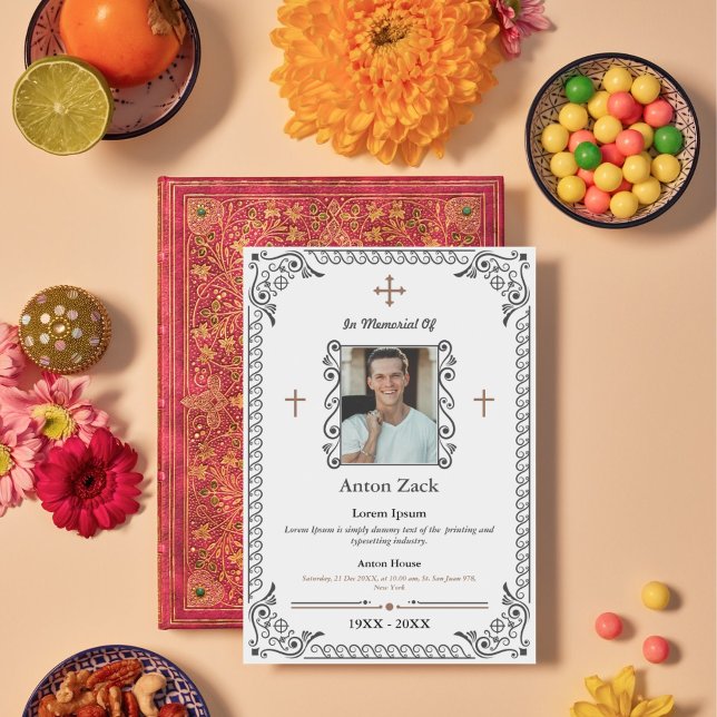 Honour Their Memory: Ornate Funeral Invitation (Honor Their Memory Ornate Funeral Invitation Template )