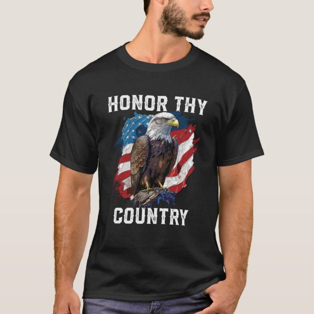 Honour Thy Country American Bald Eagle America USA T-Shirt (Front)