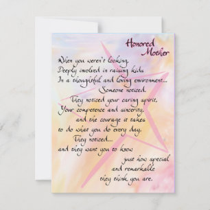Honoured Mother Thanks and Appreciation Card