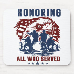 Honouring All Who Served American Flag Bald Eagle Mouse Pad